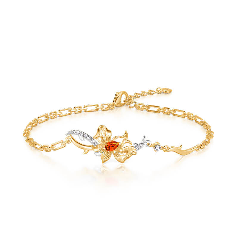 Jeulia x Leyla "Floral of Thorns" Tvåfärgad Twist Blomma Armband i Sterling Silver