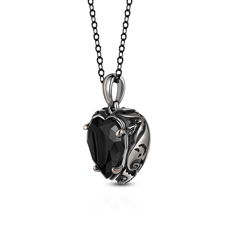 Jeulia Aged Finish Black Heart Necklace Sterling Silver