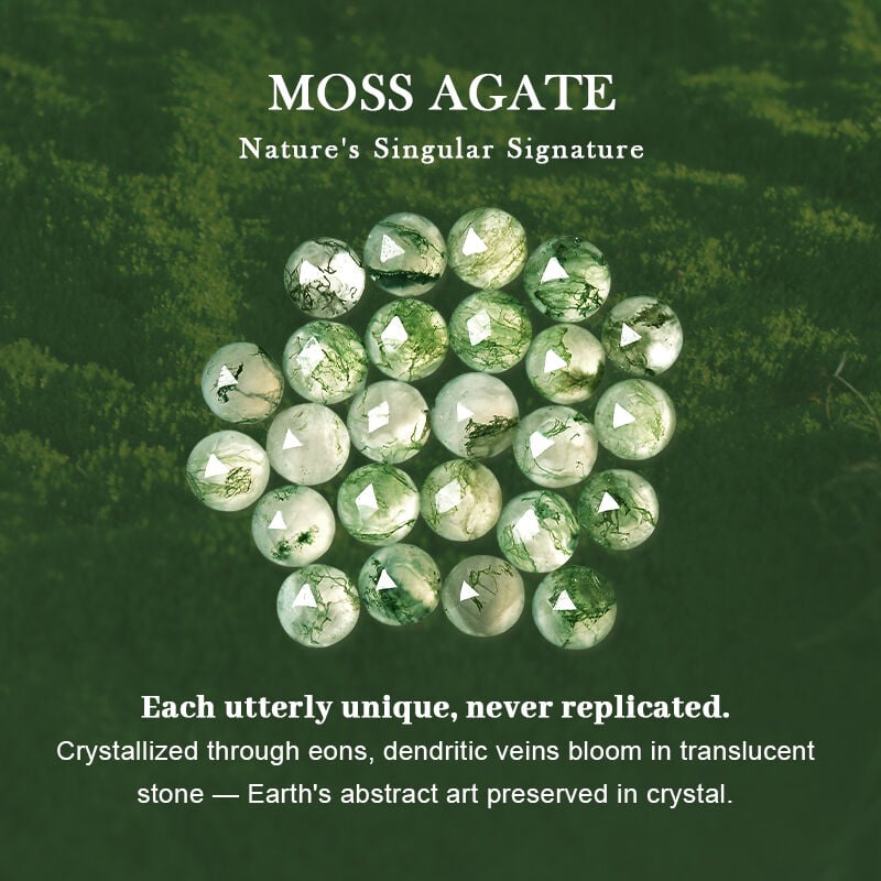 Jeulia Vine Leaf Oval Moss Agate Engagement Ring