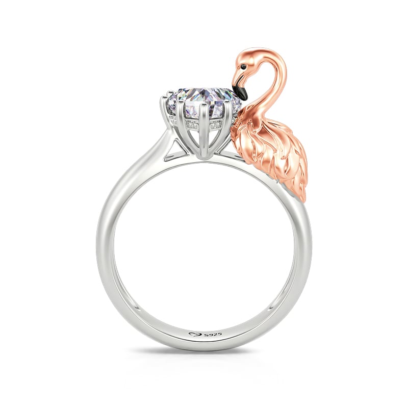 Jeulia Hug Me "Fiery Passion" Flamingo Heart Cut Sterling Silver Ring