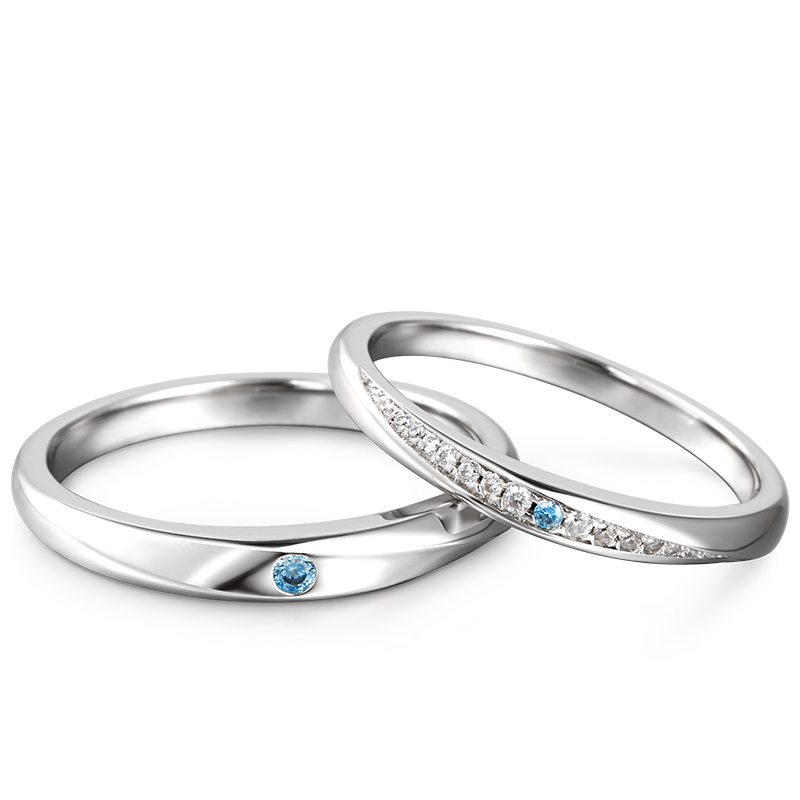 Jeulia "True Love is Forever" Sterling Silver Couple Rings