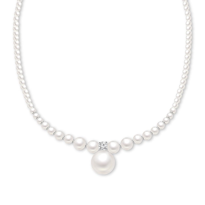 Jeulia Elegant White Pearl Sterling Silver Necklace