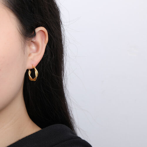 Jeulia Twist Design Sterling Silver Hoop Earrings