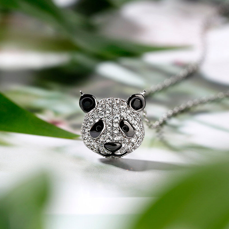 جوليا قلادة لطيف الباندا الفضة الإسترليني بتصميم"كن هادئا وثابتا"
