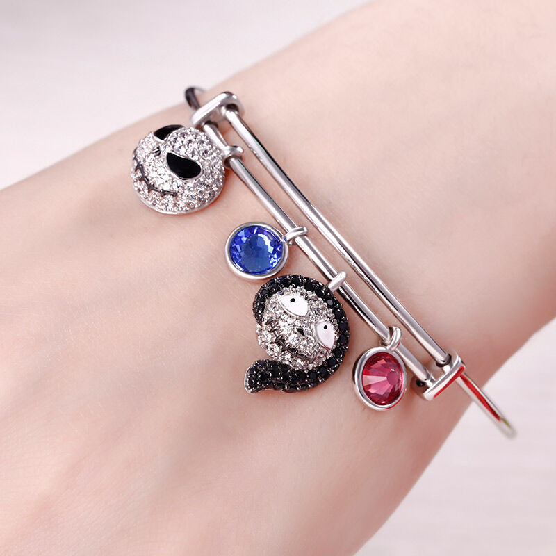 Jeulia "Magic At Midnight" Skull Sterling Silver Personalized Bracelet