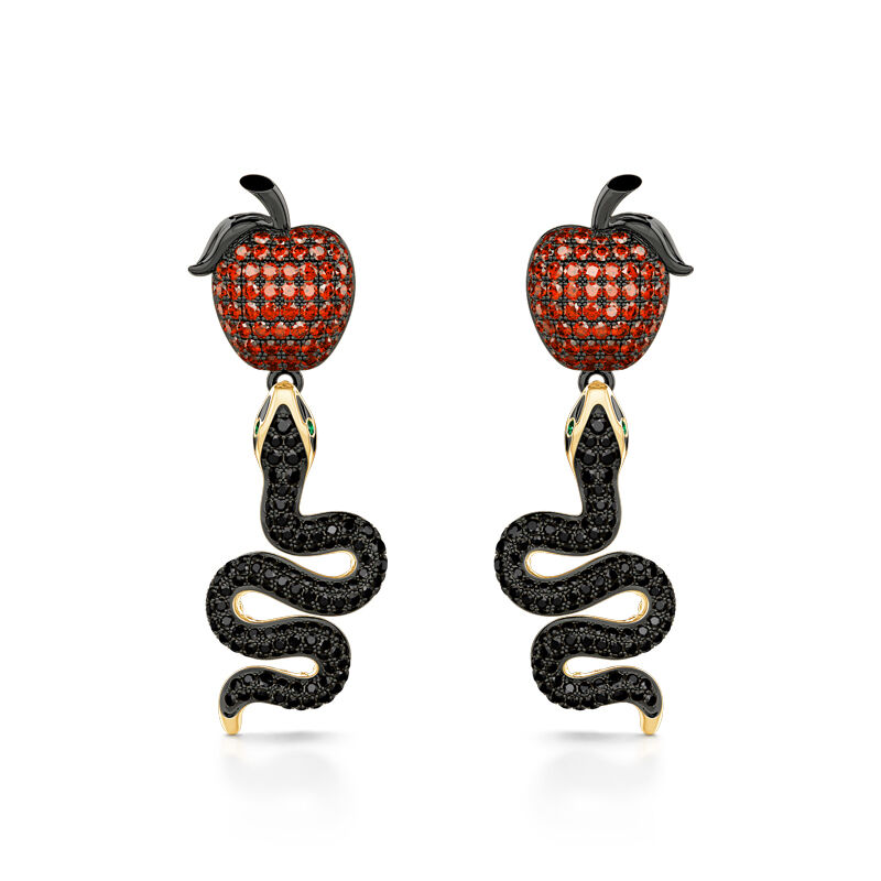 Jeulia "Forbidden Fruit" Snake&Apple Sterling Silver Earrings