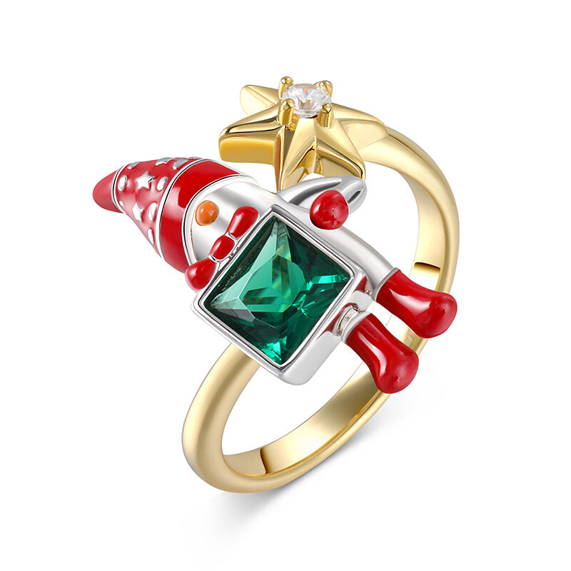 Jeulia "Dear Santa" Christmas Cute Cartoon Santa Claus Sterling Silver Ring