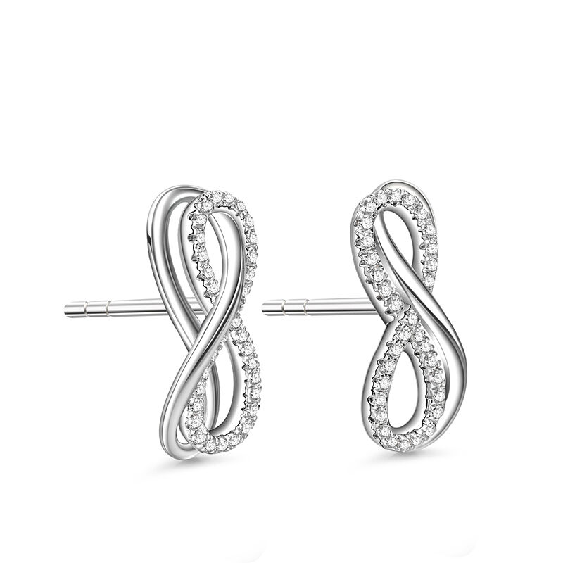 Jeulia "Infinity Love" Round Cut Sterling Silver Stud Earrings