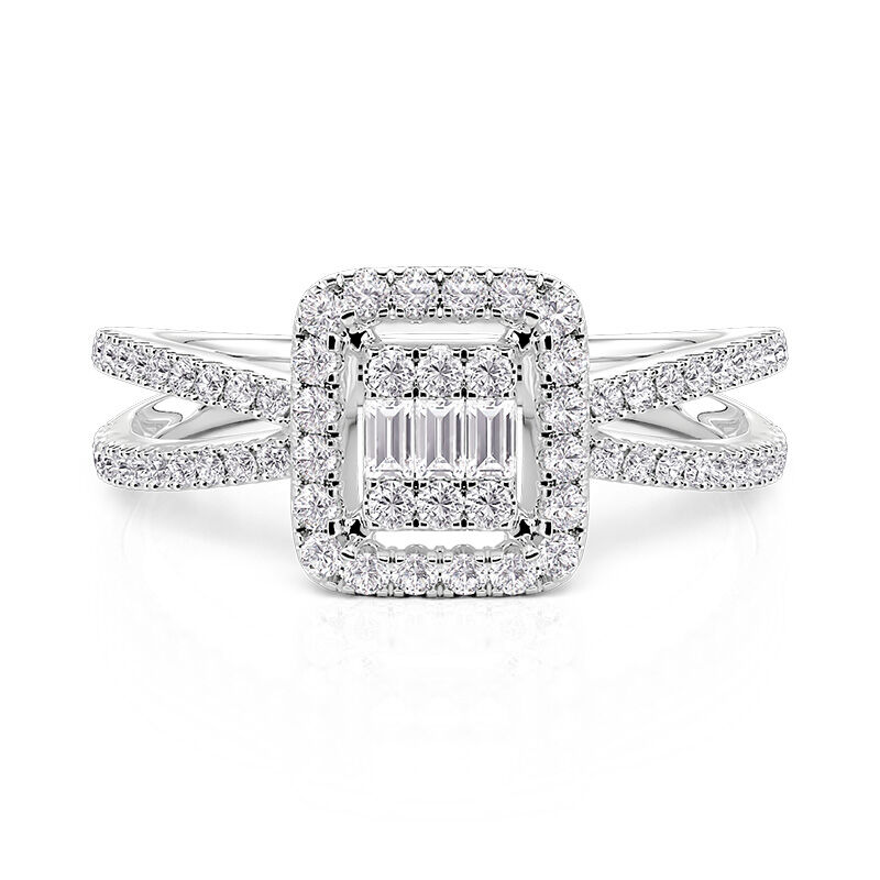 Jeulia Bague de Fiançailles Halo Flottant Tordu en Argent Sterling