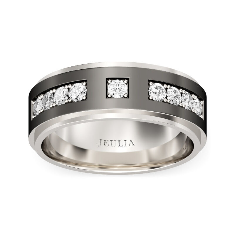 Jeulia Round Cut Stainless Steel Men's Band