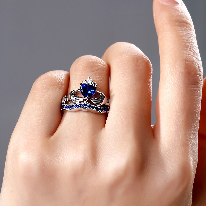 Jeulia Claddagh Heart Cut Sterling Silver Ring
