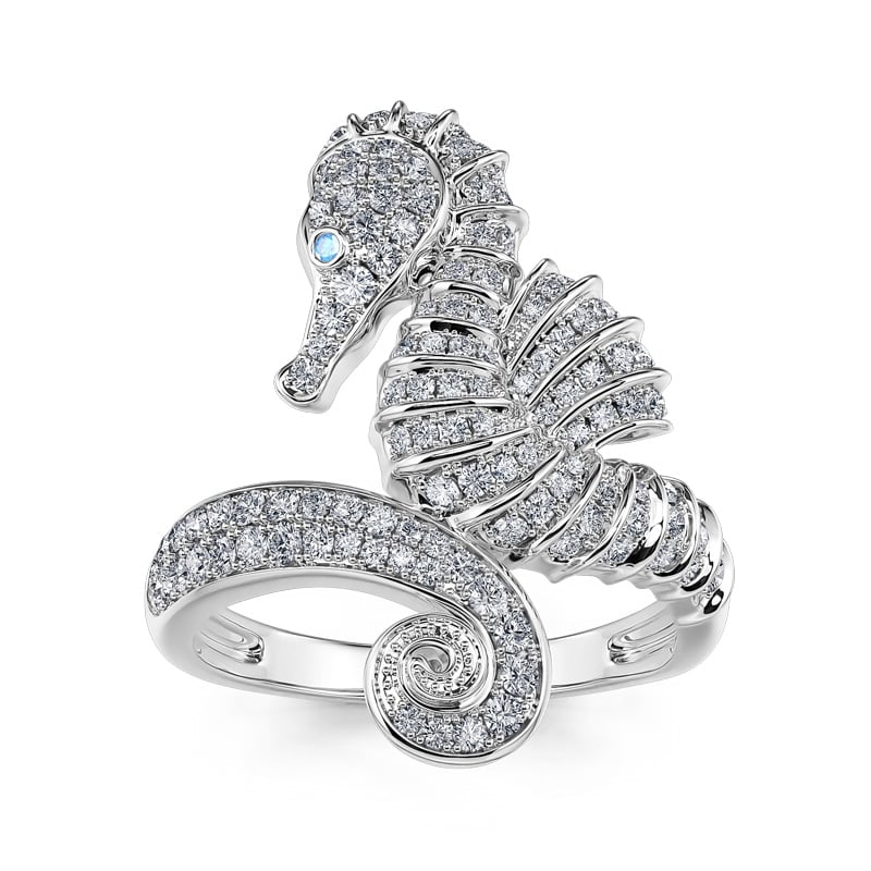 Jeulia "Faithful Love" Seahorse Design Sterling Silver Ring