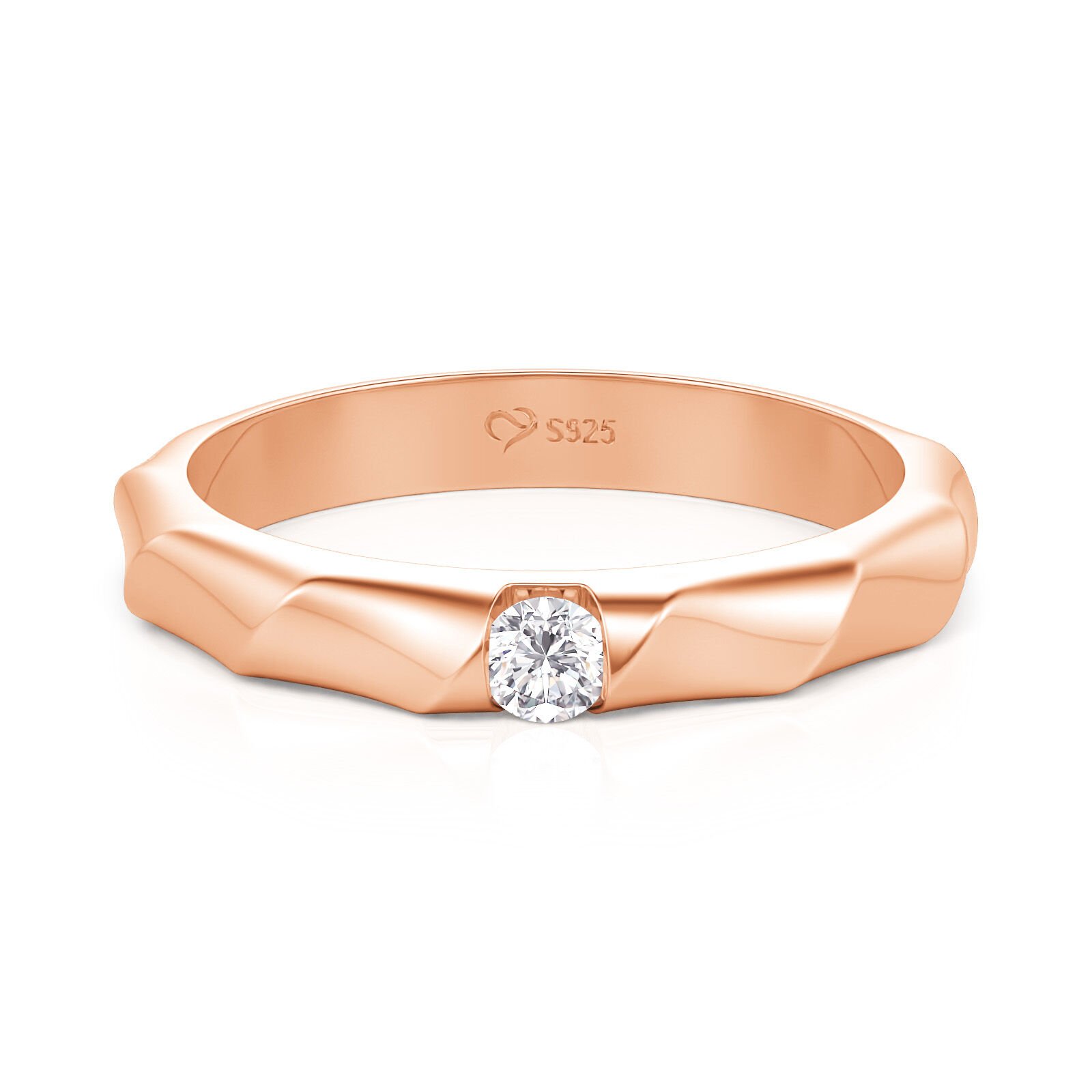 Jeulia Simple Solitaire Twisted Ribbon Women's Wedding Band