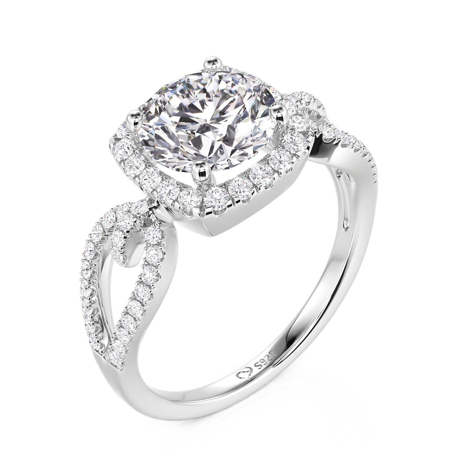 Jeulia Round Halo Engagement Ring with Hollowed Band