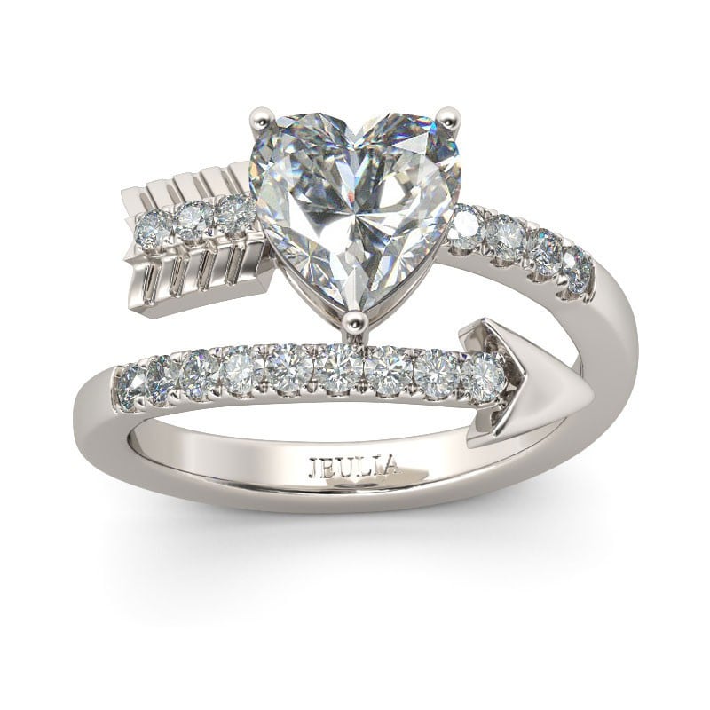 Jeulia "The Arrow of Cupid" Heart Cut Sterling Silver Ring