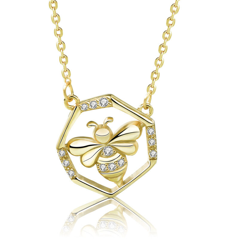 Jeulia "Sweet as You" Sterling Silver Bee Necklace