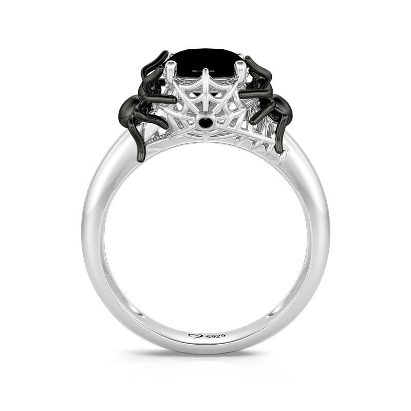 Jeulia Hug Me "Web of Death" Two Spider Round Cut Sterling Silver Ring