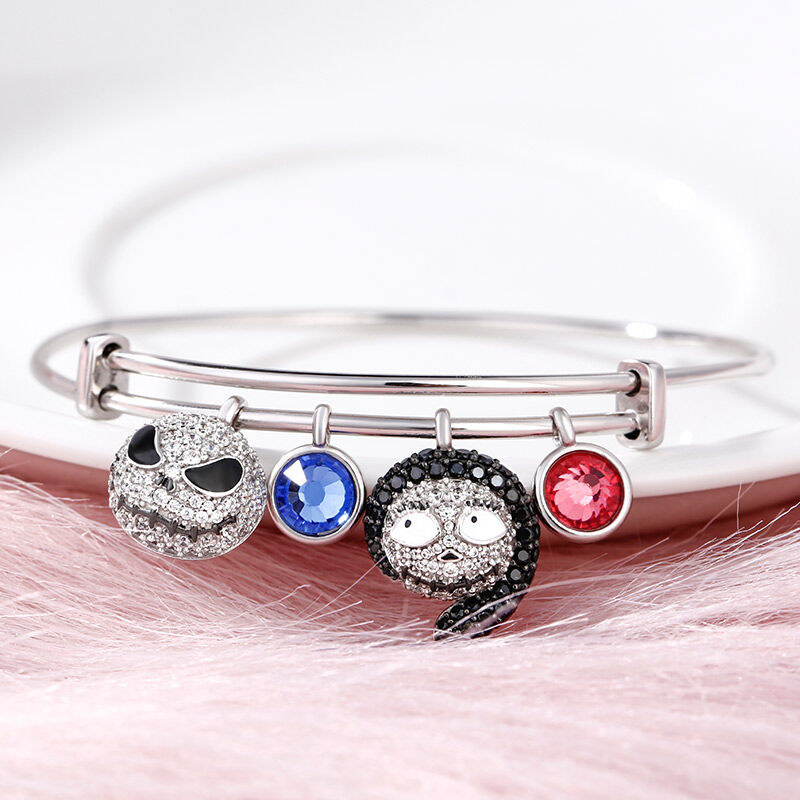Jeulia "Magic At Midnight" Skull Sterling Silver Personalized Bracelet