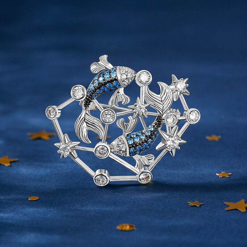 Jeulia "Mystiska fiskar" Constellation Design sterling silver Brosch
