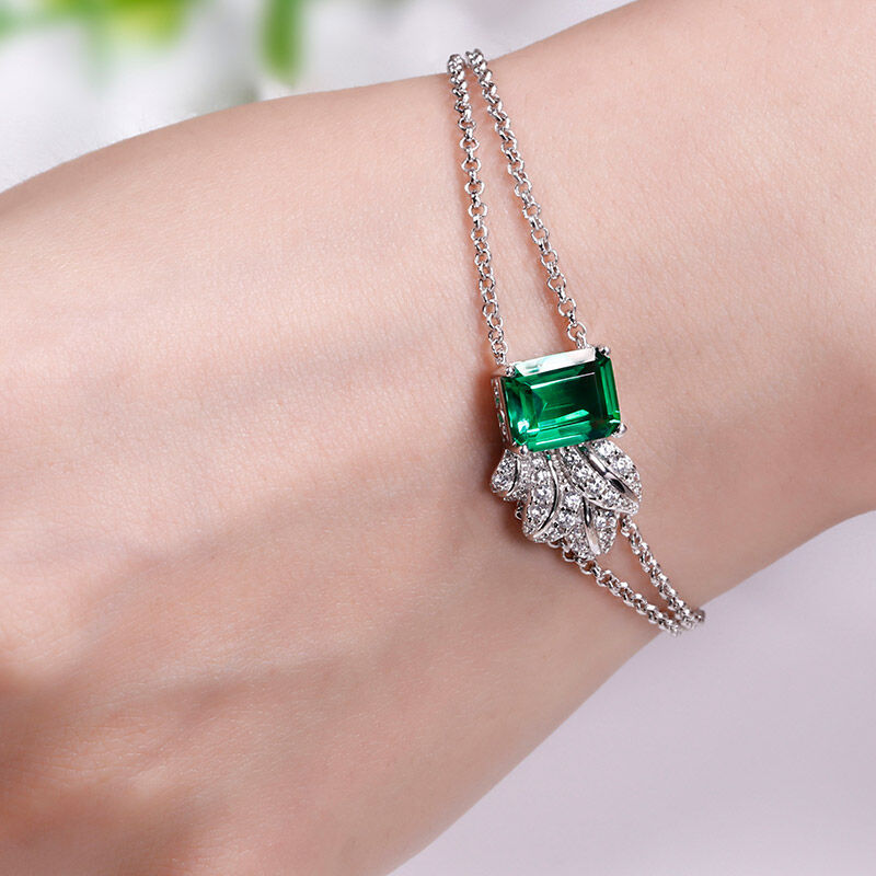 Armband i Leaf Design Emerald Cut Sterling Silver