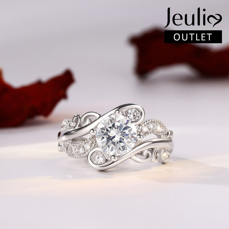 Jeulia Nature Inspired Round Cut Sterling Silver Ring