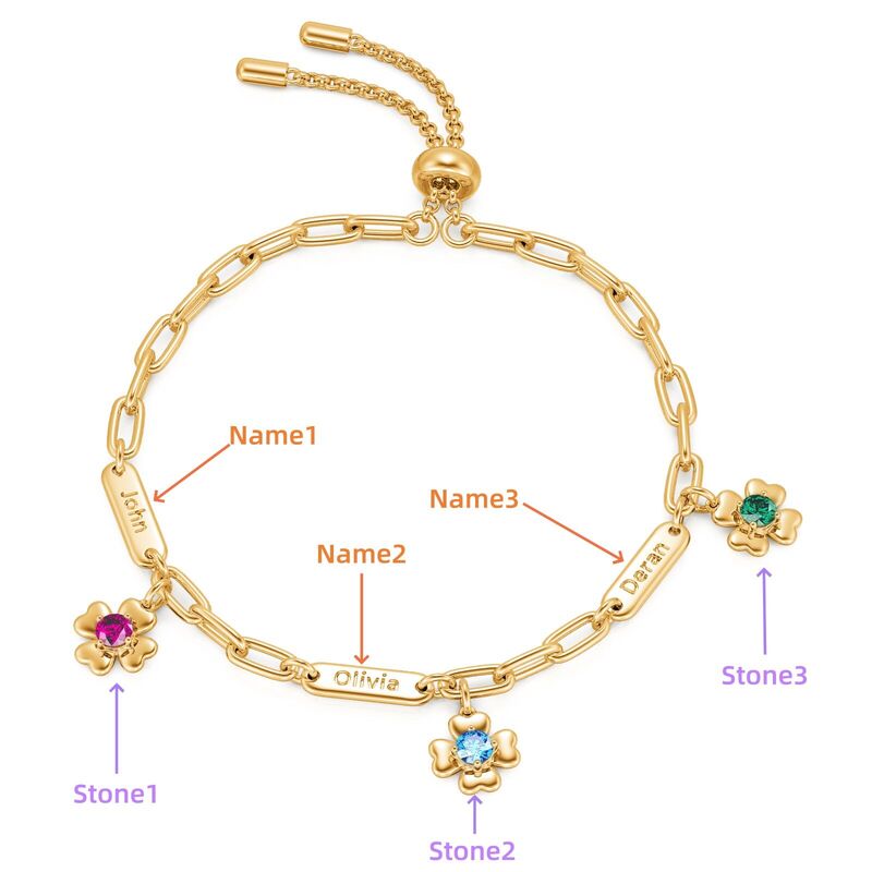 Jeulia Custom Name Flower Birthstone Bracelet