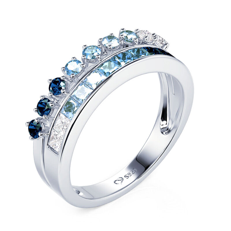 Jeulia Bague Éternité Double Rangée Dégradée en Argent Sterling