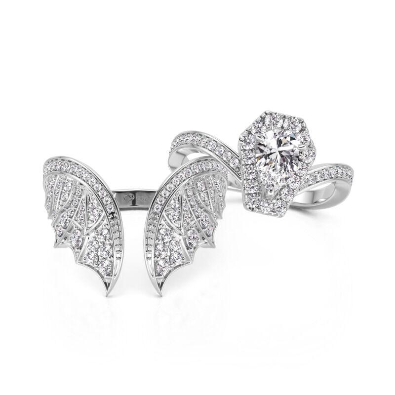 Jeulia Ensemble Unique de Bague de Fiançailles Cercueil de Chauve-souris en Argent Sterling