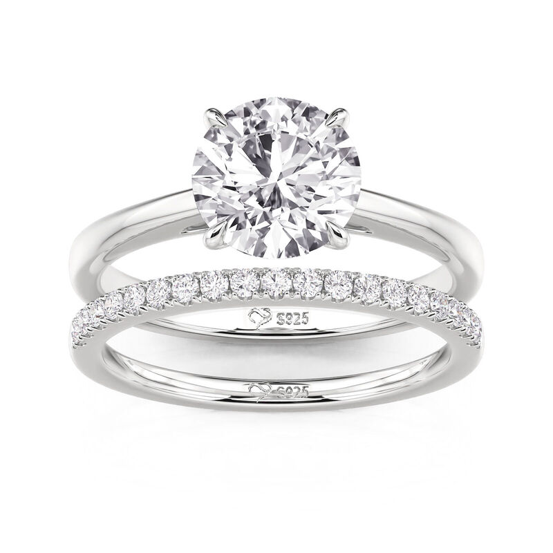 Jeulia Classic Round Cut Sterling Silver Ring Set