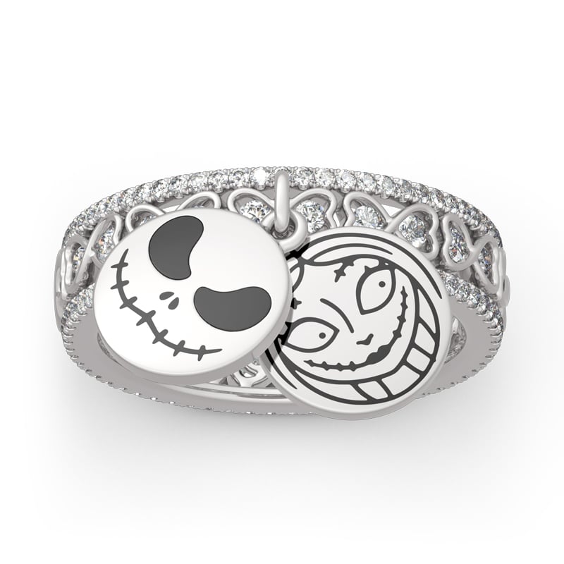 Jeulia "Bizarre Love" Skull Couple Twist Sterling Silver Ring