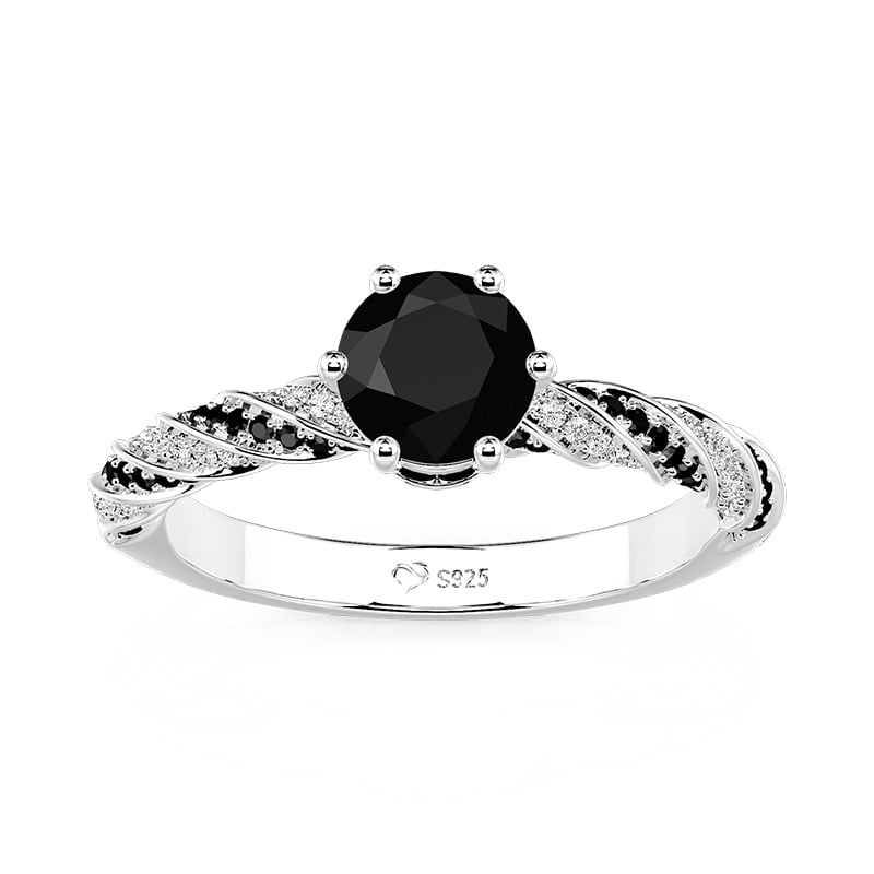 Jeulia Twisted Black Round Cut Eternity Engagement Ring