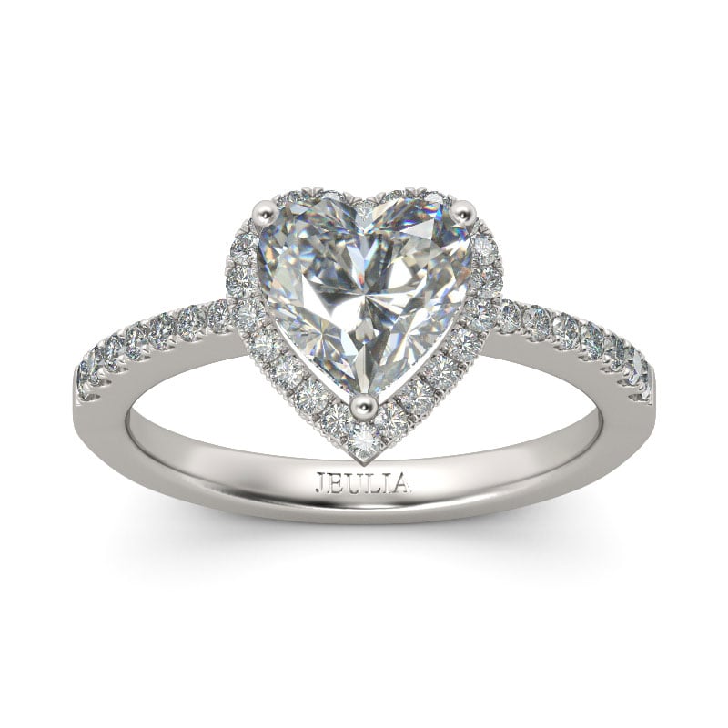 Jeulia Halo Heart Cut Sterling Silver Ring