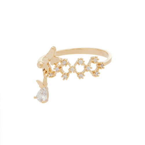 Jeulia Butterfly Pear Cut Sterling Silver Adjustable Open Ring