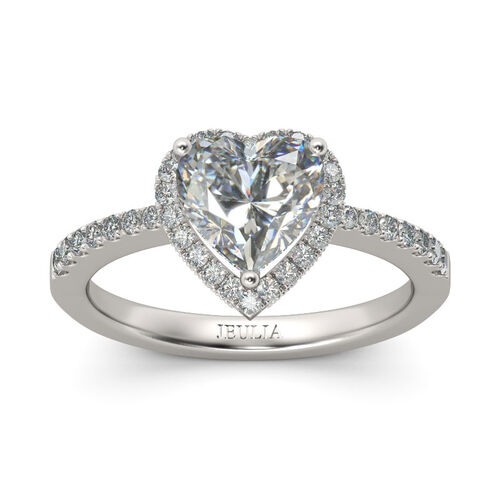 Jeulia Halo Heart Cut Sterling Silver Ring