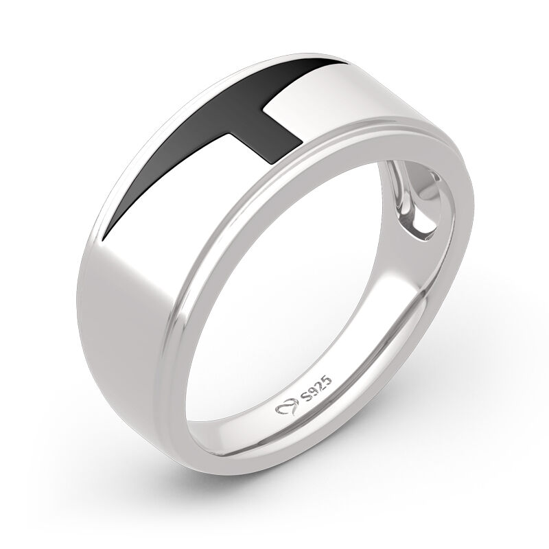 Jeulia T-visored Mask Design Sterling Silver Men's Ring