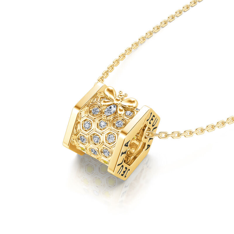 Jeulia "Honey Bee" Honeycomb Sterling Silver Necklace