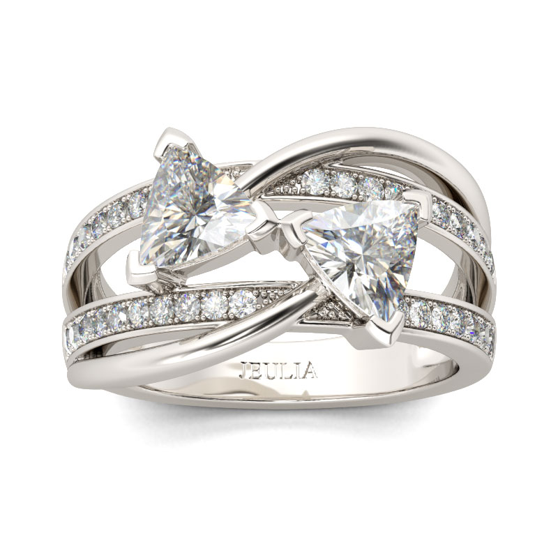 Jeulia Two Stone Trillion Cut Sterling Silver Ring