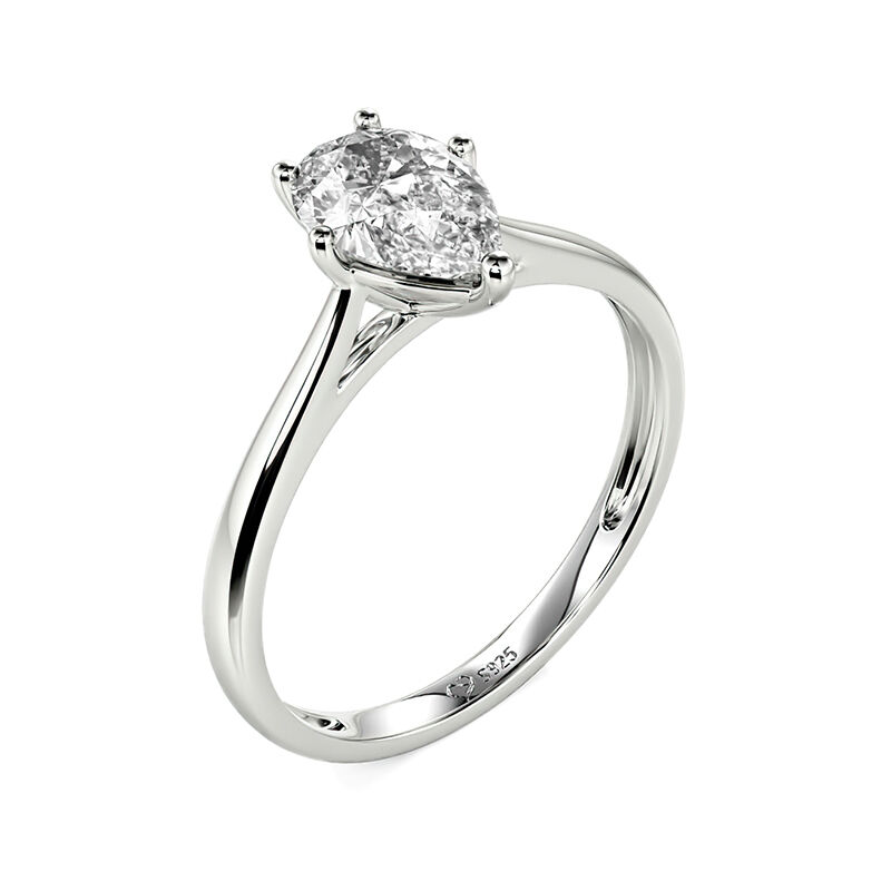 Jeulia Pear Cut Solitaire Sterling Silver Engagement Ring