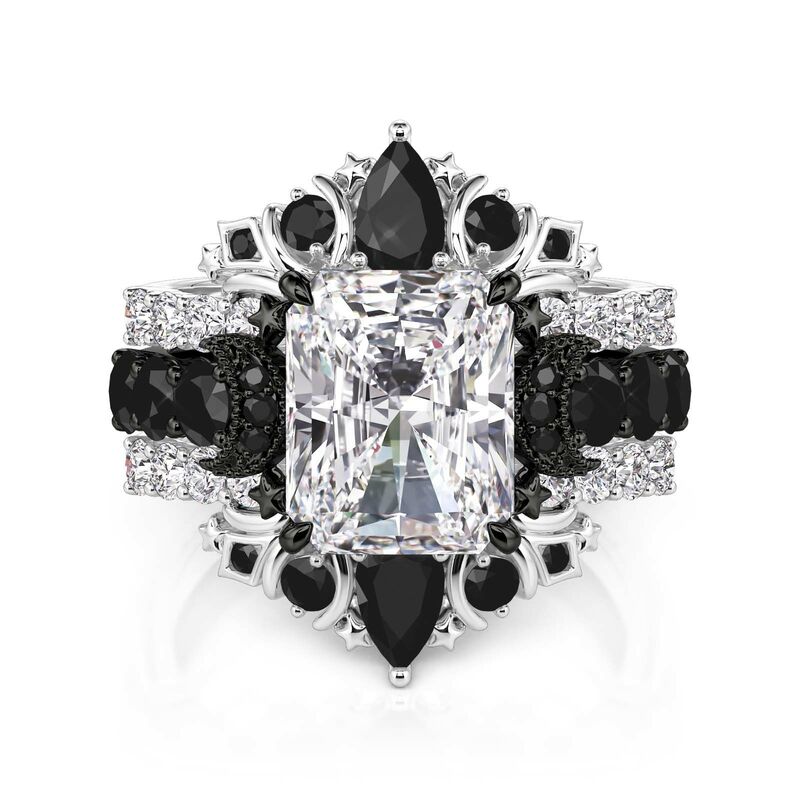 Jeulia Luna Astra Måne och Stjärna Ringset Radiant Cut Sterling Silver