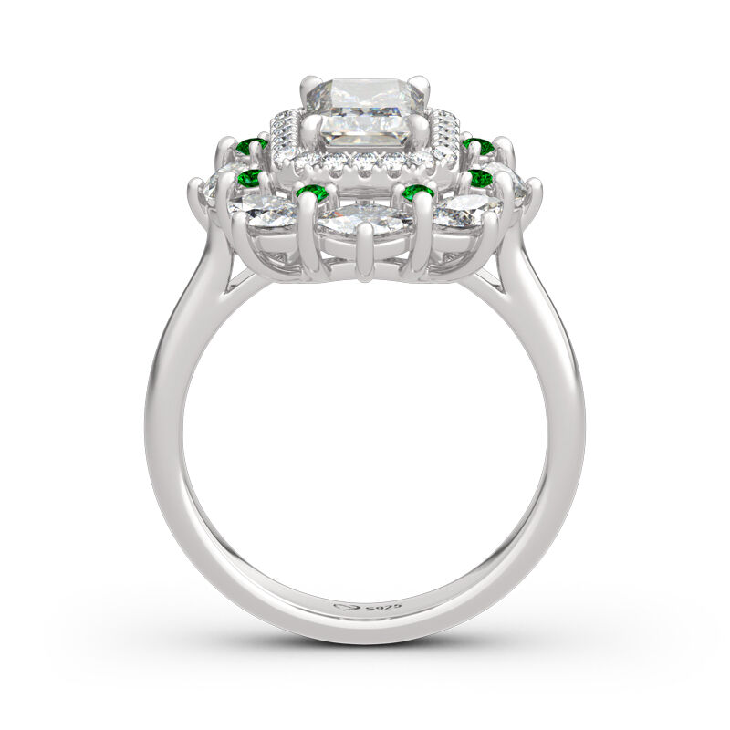 Jeulia Cinderella Halo Radiant Cut Sterling Silver Ring