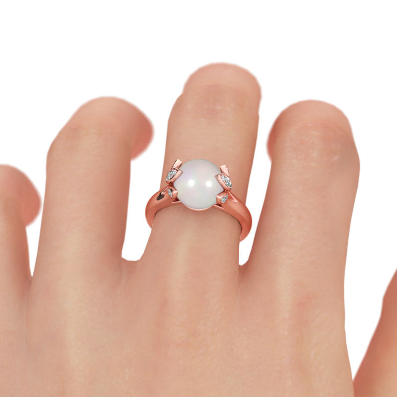 Jeulia Rose Gold Tone Cultured Pearl Sterling Silver Ring