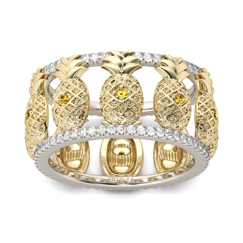 Jeulia Two Tone Pineapple Sterling Silver Women's Band