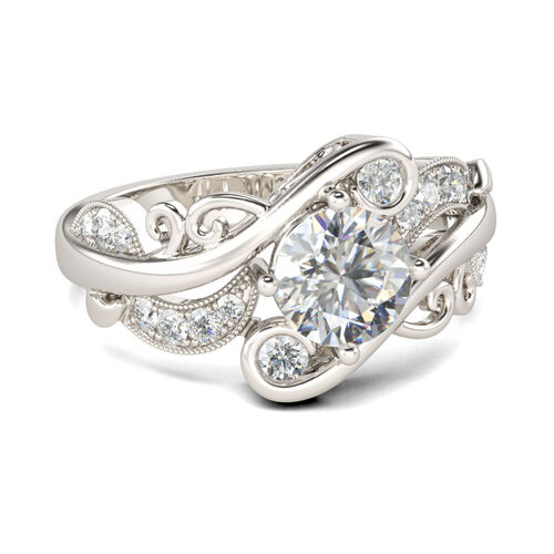 Jeulia Nature Inspired Round Cut Sterling Silver Ring