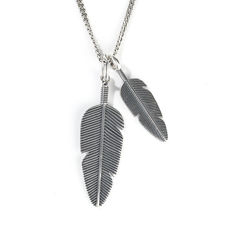 Jeulia Feather Sterling Silver Men's Necklace