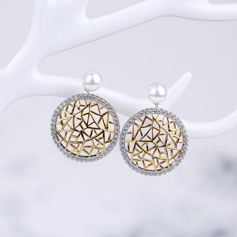 Jeulia Modern Filigree Cultured Pearl Sterling Silver Earrings