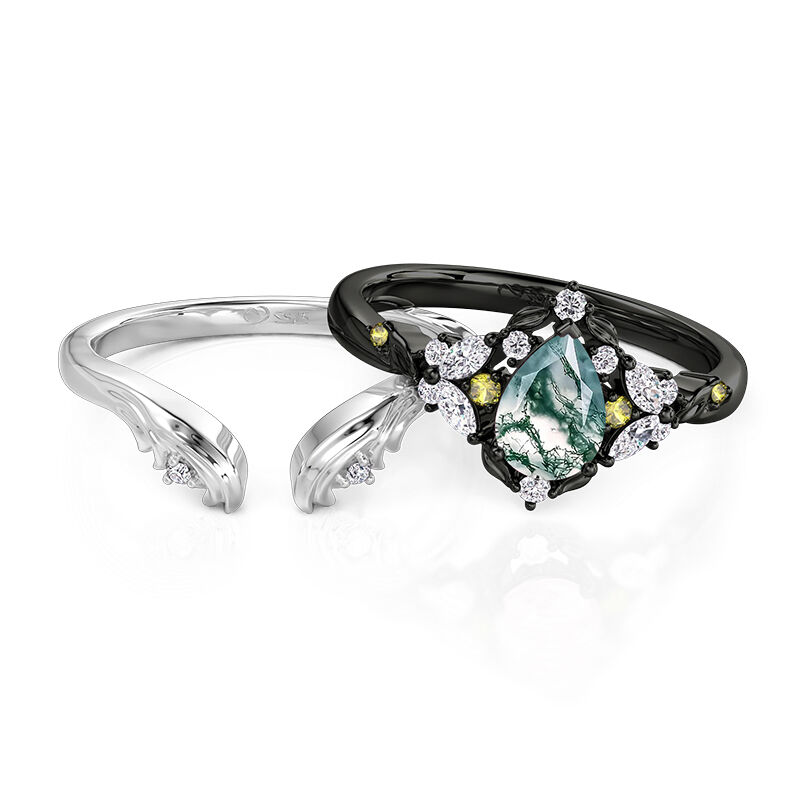 Jeulia Midsummer Night Mysterisk Skog Moss Agat Ringset