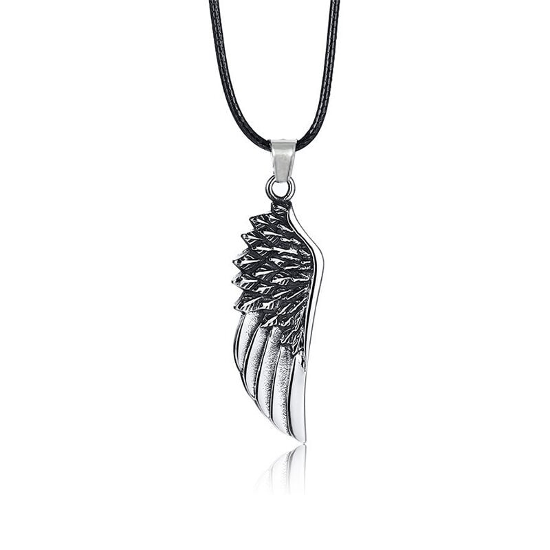 Jeulia Vintage Feather Stainless Steel Men's Necklace