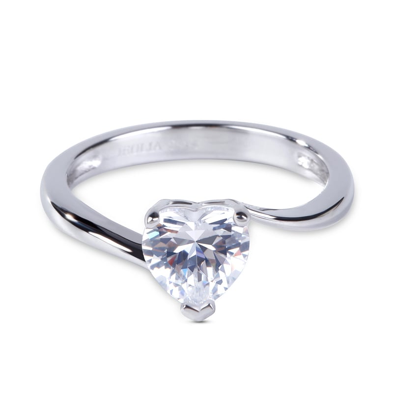 Jeulia Bypass Heart Cut Sterling Silver Ring