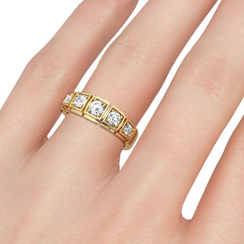 Jeulia Classic Round Cut Sterling Silver Band