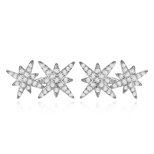 Jeulia Star Design Round Cut Sterling Silver Earrings